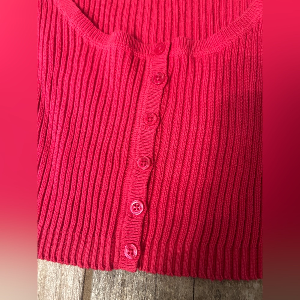 Polo by Ralph Lauren Pink Ribbed Button Crop Top - Picture 5 of 8